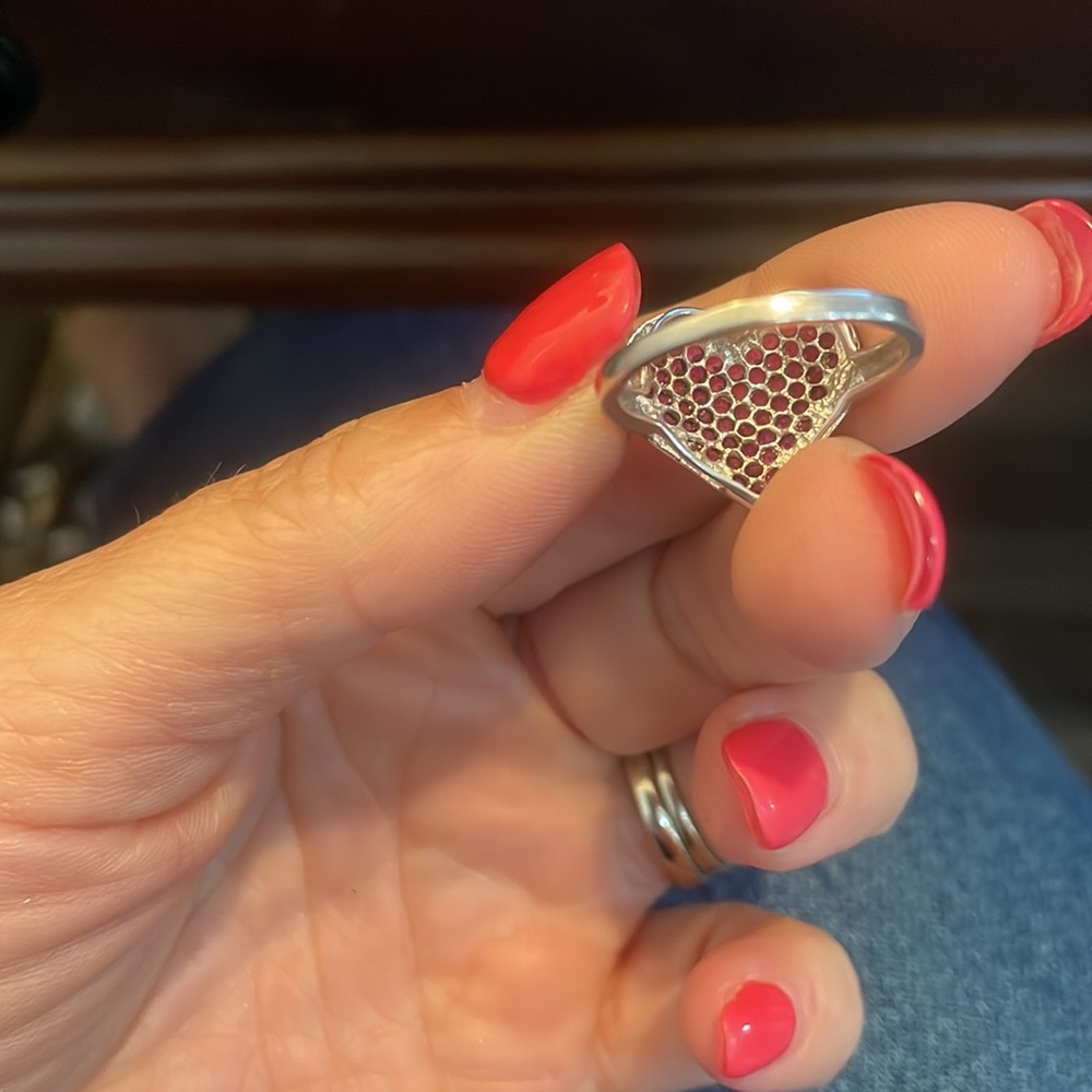 Sterling Silver Pave Ruby Heart Ring - image 5